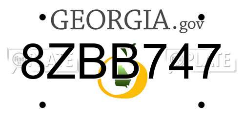 8ZBB747 Georgia License Plate