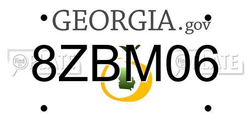 8ZBM06 Georgia License Plate