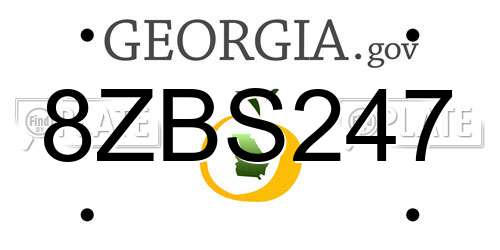 8ZBS247 Georgia License Plate