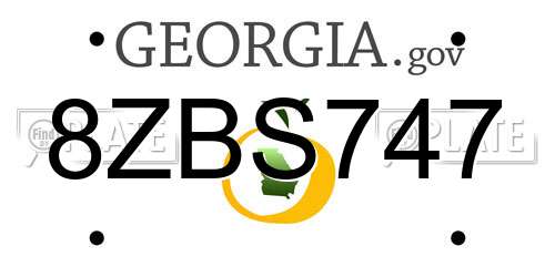 8ZBS747 Georgia License Plate