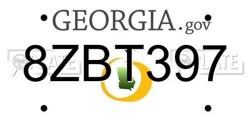 8ZBT397 Georgia License Plate