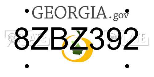 8ZBZ392 Georgia License Plate