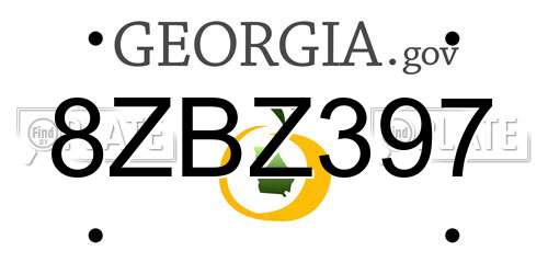 8ZBZ397 Georgia License Plate
