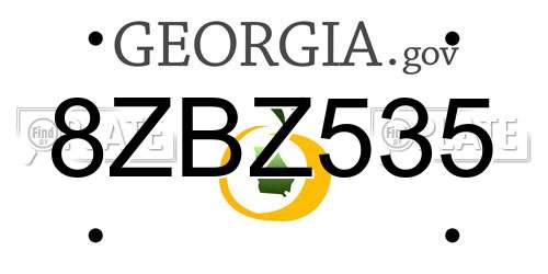 8ZBZ535 Georgia License Plate