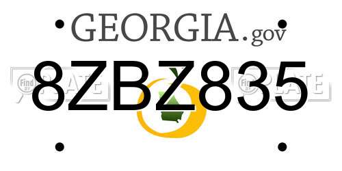 8ZBZ835 Georgia License Plate