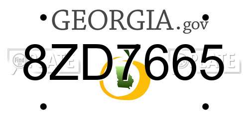 8ZD7665 Georgia License Plate