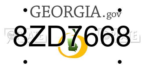8ZD7668 Georgia License Plate