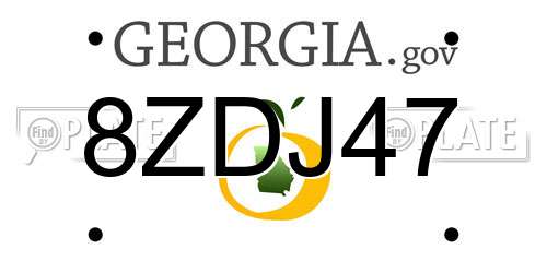 8ZDJ47 Georgia License Plate
