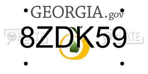 8ZDK59 Georgia License Plate