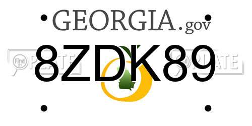 8ZDK89 Georgia License Plate