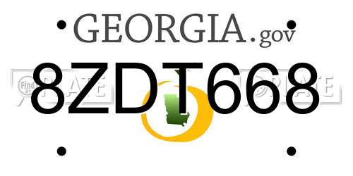 8ZDT668 Georgia License Plate