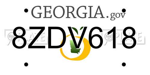 8ZDV618 Georgia License Plate