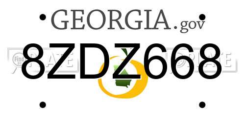 8ZDZ668 Georgia License Plate
