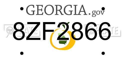 8ZF2866 Georgia License Plate