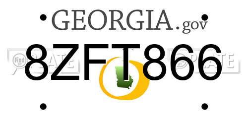 8ZFT866 Georgia License Plate