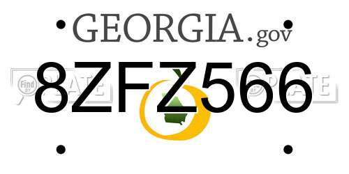 8ZFZ566 Georgia License Plate