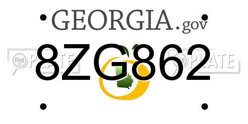 8ZG862 Georgia License Plate