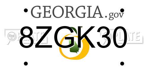 8ZGK30 Georgia License Plate