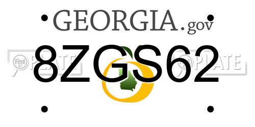 8ZGS62 Georgia License Plate