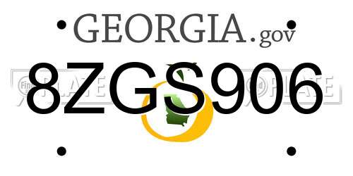 8ZGS906 Georgia License Plate