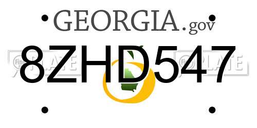 8ZHD547 Georgia License Plate