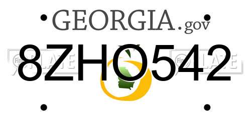 8ZHO542 Georgia License Plate