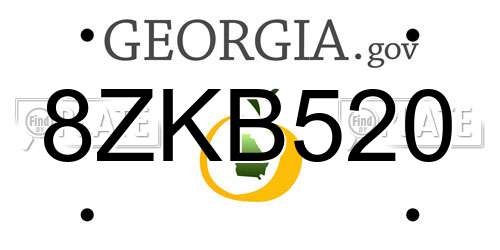 8ZKB520 Georgia License Plate