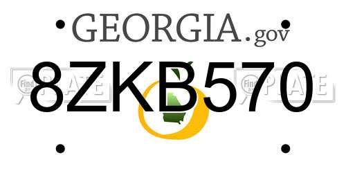 8ZKB570 Georgia License Plate