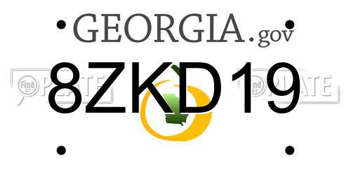 8ZKD19 Georgia License Plate