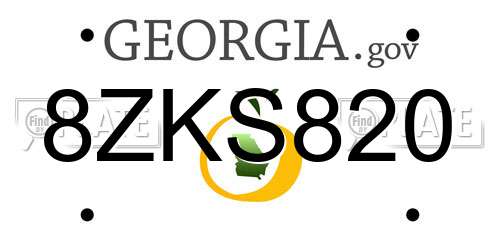8ZKS820 Georgia License Plate