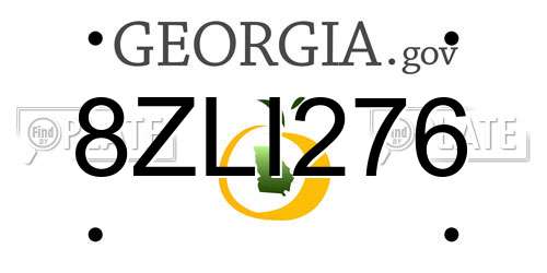 8ZLI276 Georgia License Plate