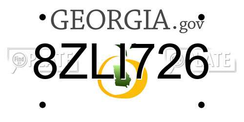 8ZLI726 Georgia License Plate