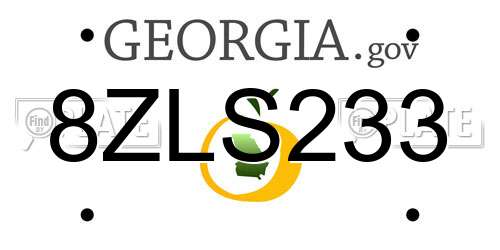 8ZLS233 Georgia License Plate