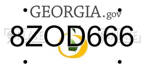 8ZOD666 Georgia License Plate