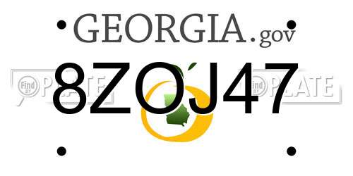 8ZOJ47 Georgia License Plate
