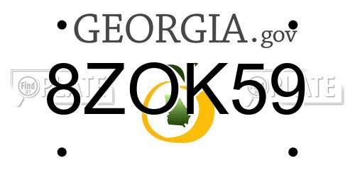 8ZOK59 Georgia License Plate