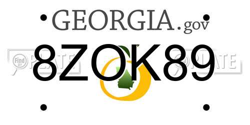 8ZOK89 Georgia License Plate