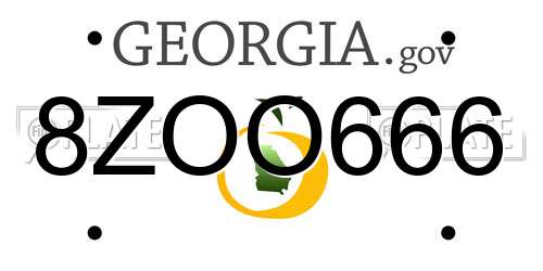 8ZOO666 Georgia License Plate
