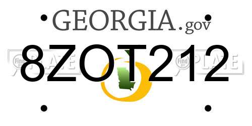 8ZOT212 Georgia License Plate