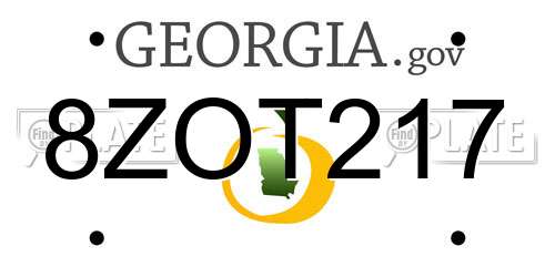 8ZOT217 Georgia License Plate