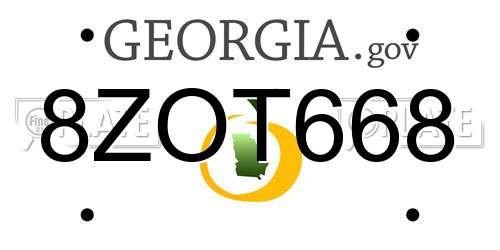 8ZOT668 Georgia License Plate