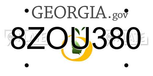 8ZOU380 Georgia License Plate
