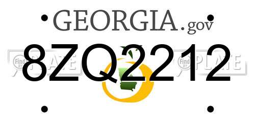 8ZQ2212 Georgia License Plate