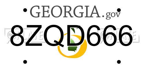 8ZQD666 Georgia License Plate