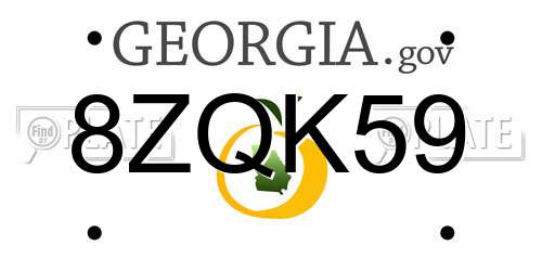 8ZQK59 Georgia License Plate