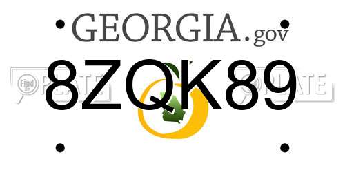 8ZQK89 Georgia License Plate