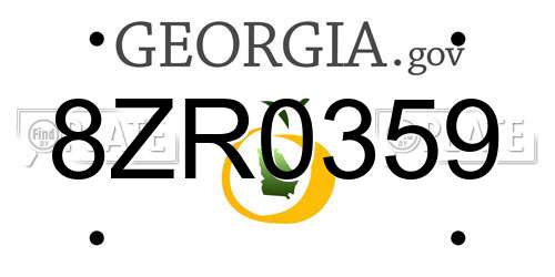 8ZR0359 Georgia License Plate