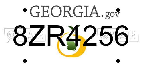 8ZR4256 Georgia License Plate