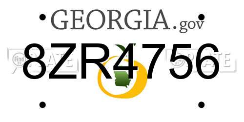 8ZR4756 Georgia License Plate