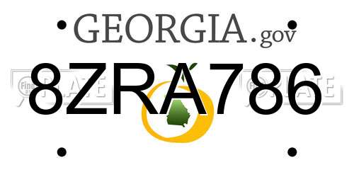 8ZRA786 Georgia License Plate